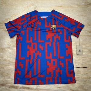 NEW XL Barcelona FC Nike 2022/23 Pre-Match Short Sleeve Top Mens Blue